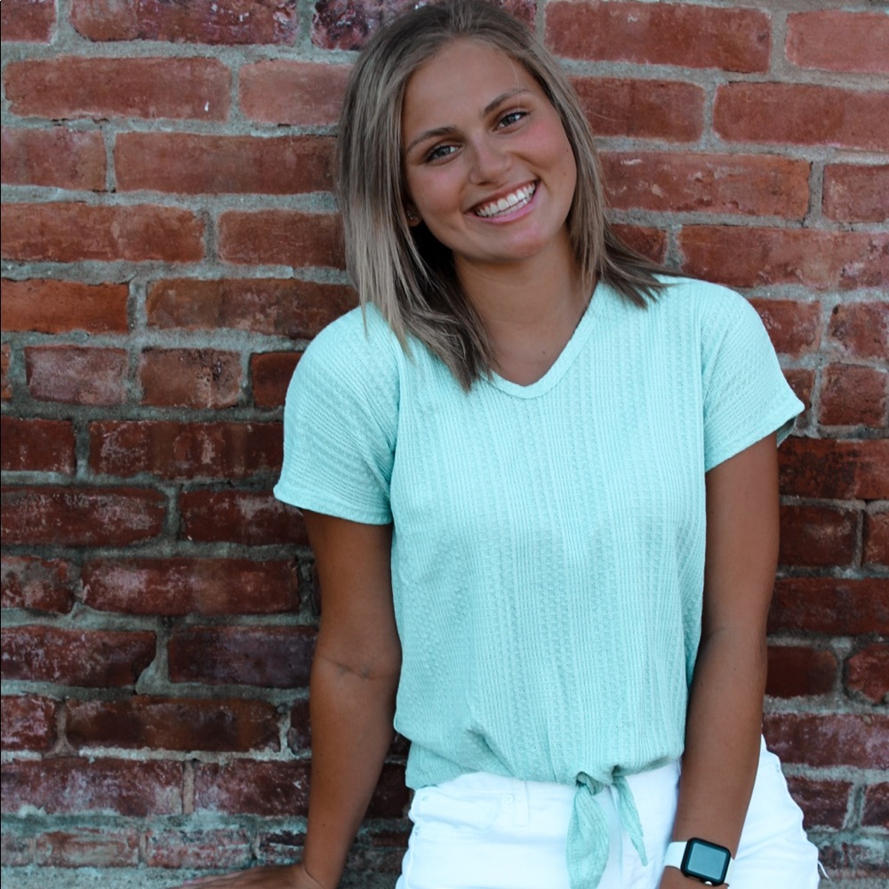Waffle Tie Front Top